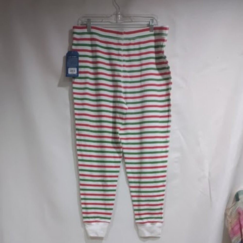 LIFE IS GOOD NWT THERMAL RED GREEN AND WHITE WINTER FUN STRIPES COTTON MEN'S L